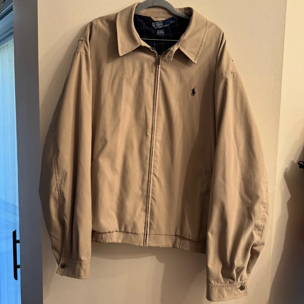 Polo Ralph Lauren Men's Cream Tan Zip Up Sport Coat Jacket Size XXL